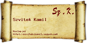Szvitek Kamil névjegykártya